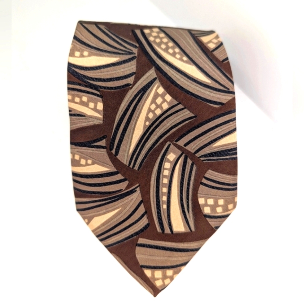 Fratelli Silk Tie - Brown Abstract Geometric - Made in Italy